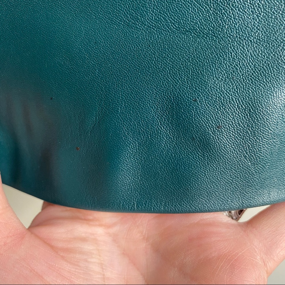 Nicole Miller Artelier Teal Leather Pencil Skirt Size 10 - Picture 5 of 12